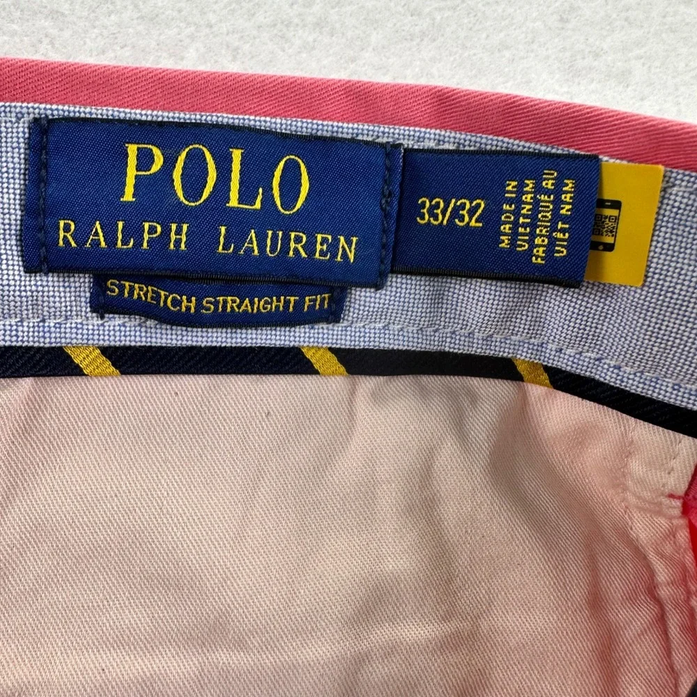 Polo Ralph Lauren Mens Stretch Straight Fit Chino Pants Salmon Pink 33x32 NEW